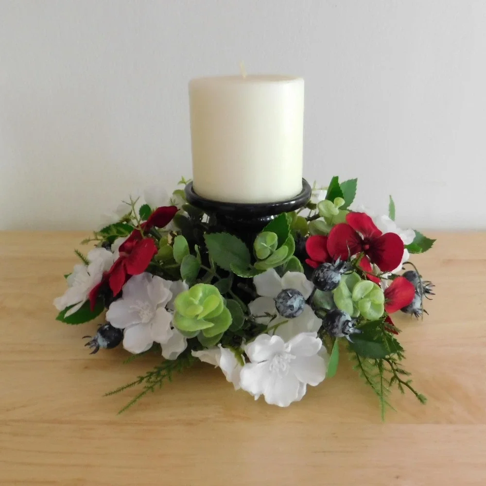 Patriotic Candle Ring Red White‎ Blue Mini Wreath Cabinet Wreath 4th of July